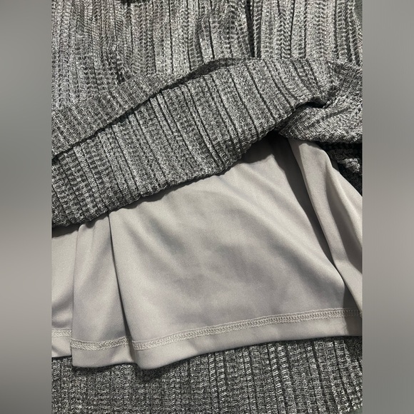 Maggie London Silver Gray Cold Shoulder Cut Out Shift Dress 2000s Party Metallic - Picture 11 of 12